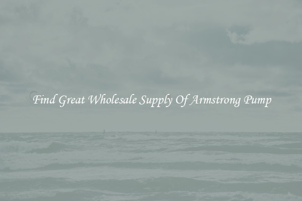 Find Great Wholesale Supply Of Armstrong Pump